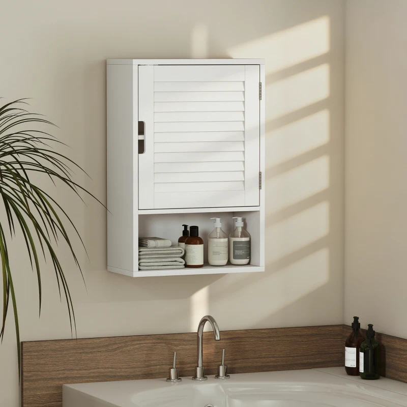 HOMCOM Bathroom Cabinet, Wall Mounted Storage Cabinet with Adjustable Shelves, 40 x 20 x 60 cm, White