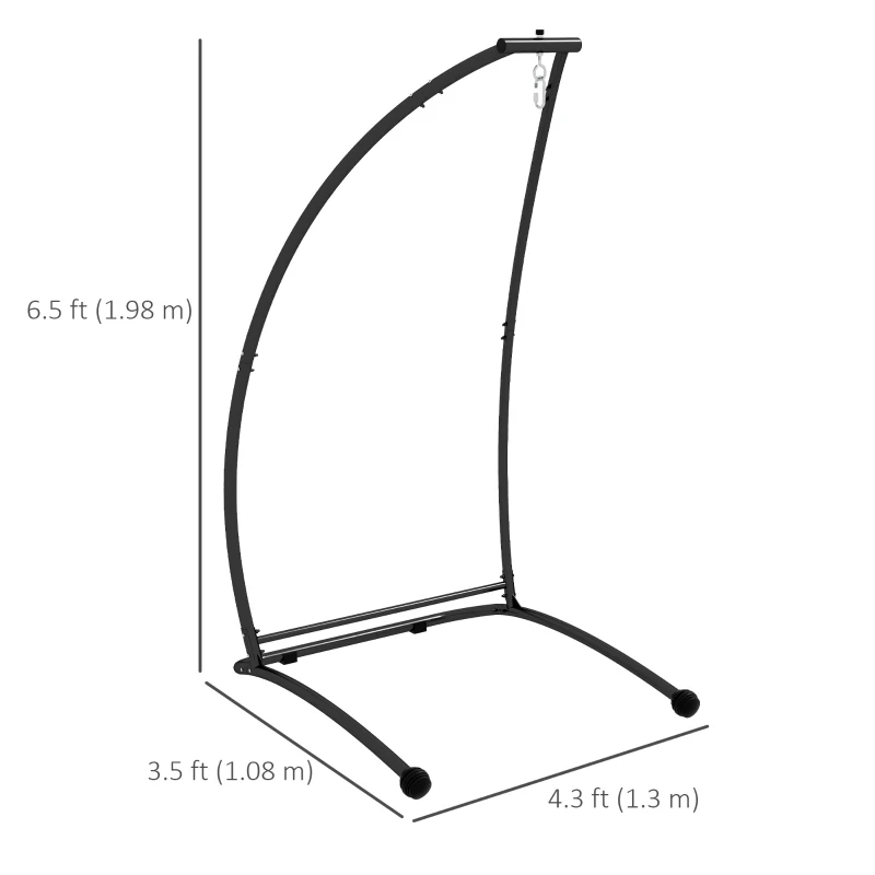 Outsunny Hanging Hammock Chair Stand Only, C Shape Hanging Heavy Duty Metal Frame Swing Stand for Porch Swing Chair, Black
