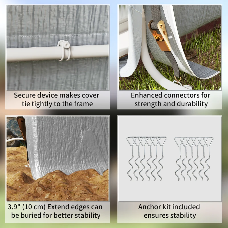 Outsunny 9.2' x 7.9' Garden Storage Tent, Patio Storage Shelter w/ Metal Frame and Double Zipper Doors, Light Grey