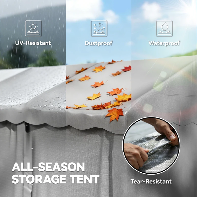 Outsunny 20' x 10' Portable Shed, Outdoor Storage Shed Tent with Roll-up Zipper Door and Removable Sidewalls, Light Grey