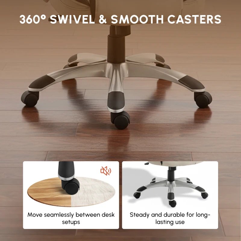 Vinsetto Ergonomic Office Chair PU Leather Executive on Rolling Wheels Task Computer Height Adjustable Swivel Ergonomic, Greige and Black