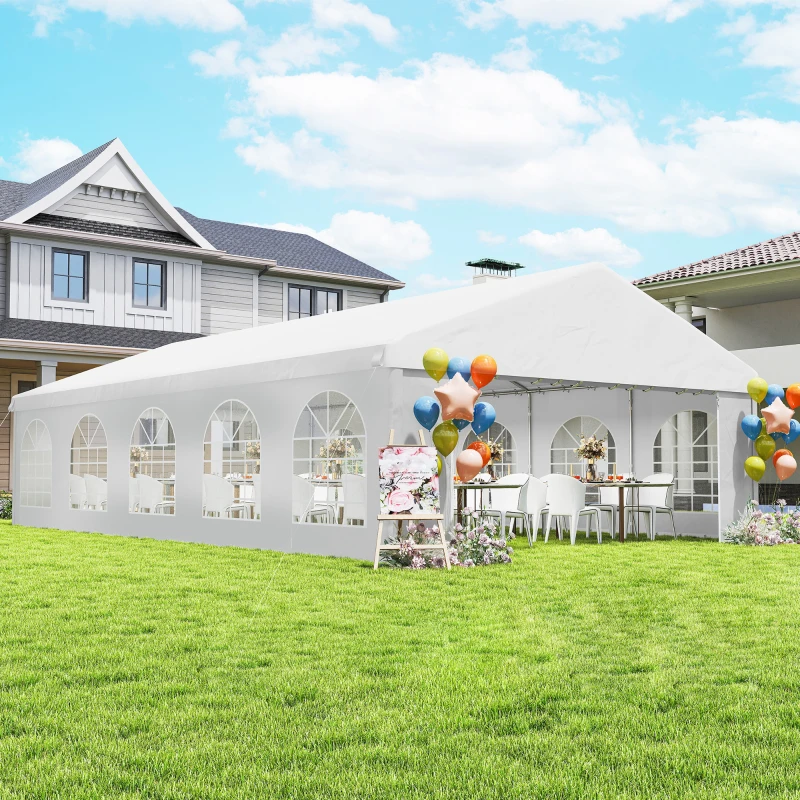 Outsunny 20'x33' Heavy Duty Large Party Tent & Carport with Removable Sidewalls, Portable Garage Canopy Tent, White