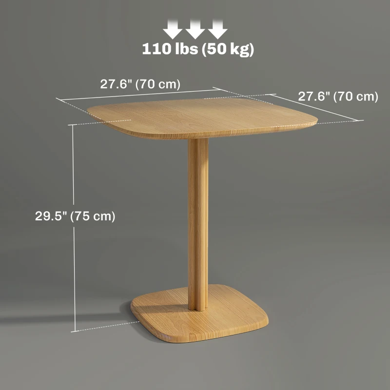 HOMCOM Dining Table for 4 People - Modern Kitchen Table with Wood-Effect Top, 27.6" x 27.6", Natural Wood