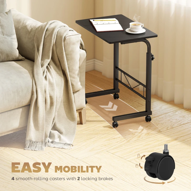 HOMCOM Mobile Standing Desk with Adjustable Height, 23.5 inch Stand Up Desk with Wheels, Black