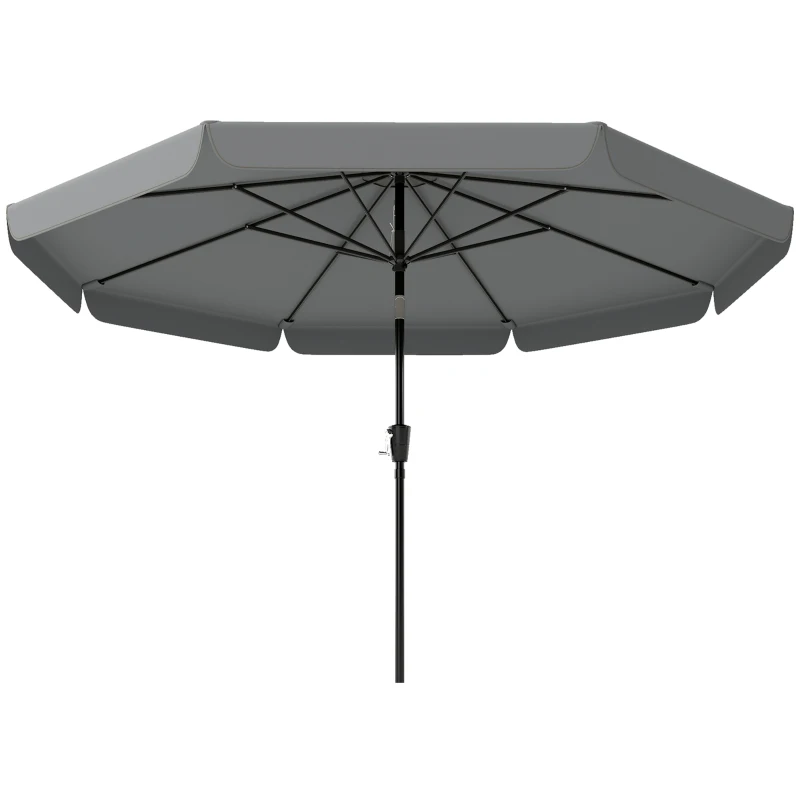 Outsunny 10 ft Patio Umbrella with Push Button Tilt and Crank, Outdoor Market Table Umbrella Parasol, Dark Grey