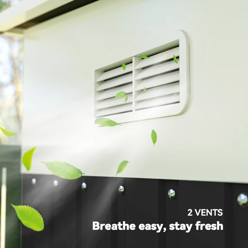 Outsunny 11' x 9' Steel Garden Storage Shed, Outdoor Metal Tool House with Double Sliding Doors, Dark Grey