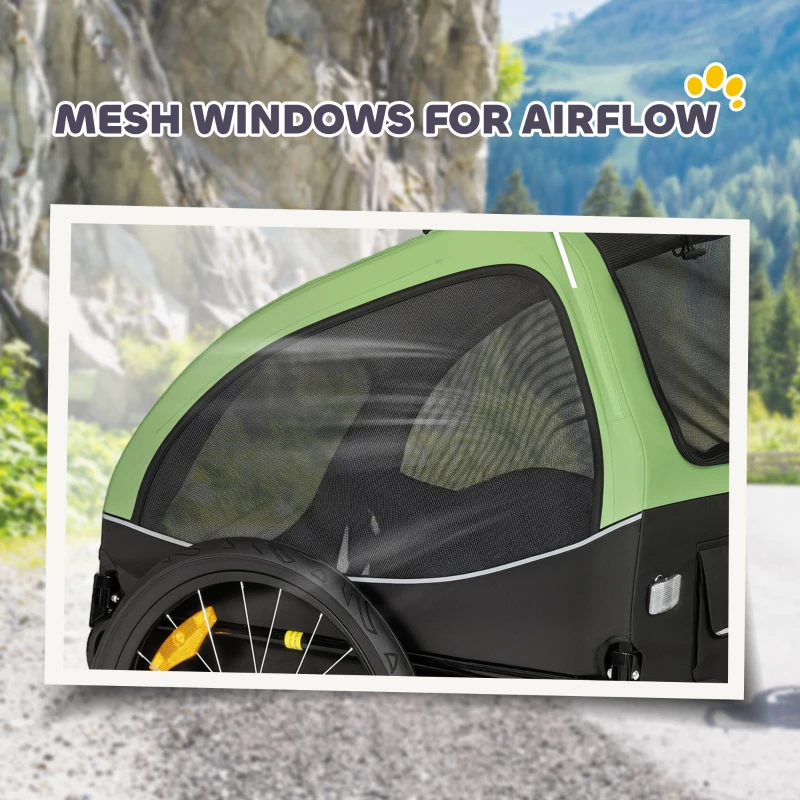 PawHut Dog Bike Trailer, Pet Cart Bicycle Wagon with 20" Wheels and Ventilated Windows, Portable Dog Trailer