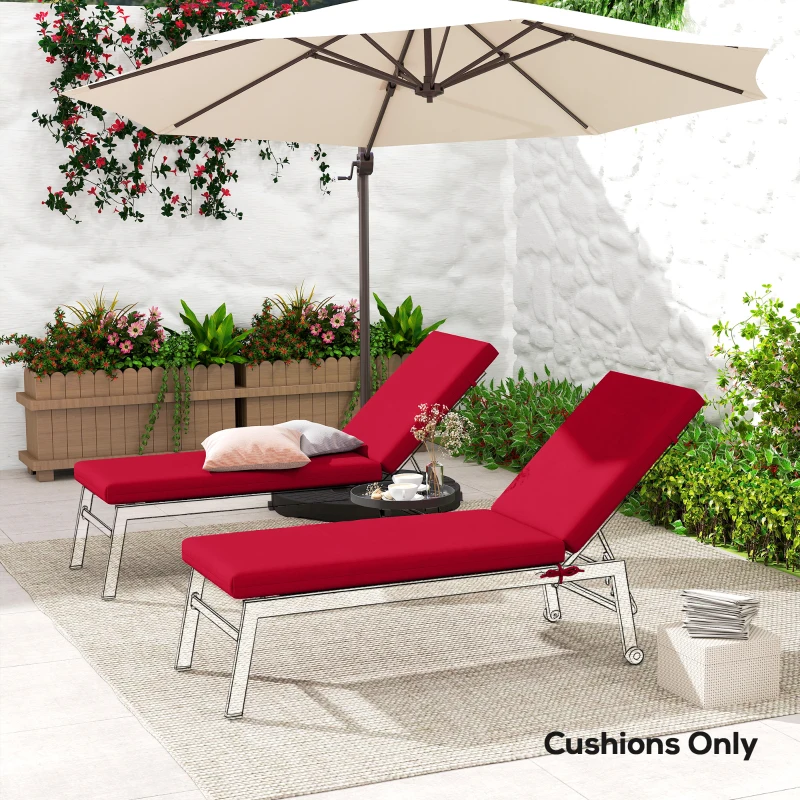 Outsunny 2-Piece Back and Seat Cushion Pillows Replacement, Patio Chair Cushions Set with Ties for Indoor Outdoor, Wine Red