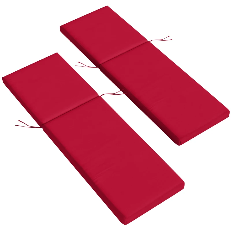 Outsunny 2-Piece Back and Seat Cushion Pillows Replacement, Patio Chair Cushions Set with Ties for Indoor Outdoor, Wine Red