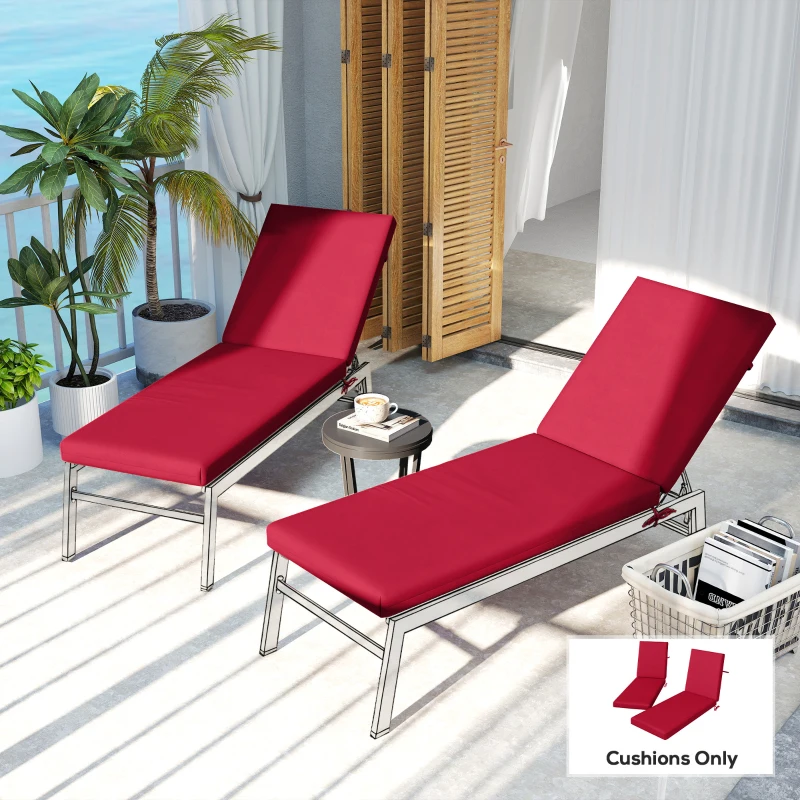 Outsunny 2-Piece Back and Seat Cushion Pillows Replacement, Patio Chair Cushions Set with Ties for Indoor Outdoor, Wine Red