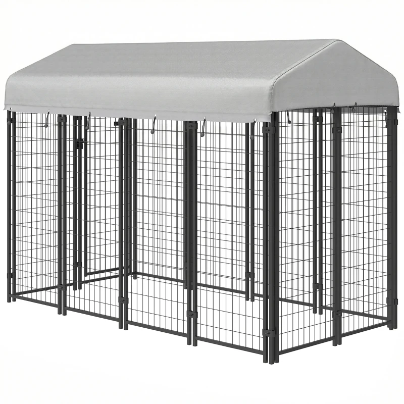 PawHut Outdoor Dog Kennel with Waterproof UV-Resistant Cover, 8 x 4 x 6 ft