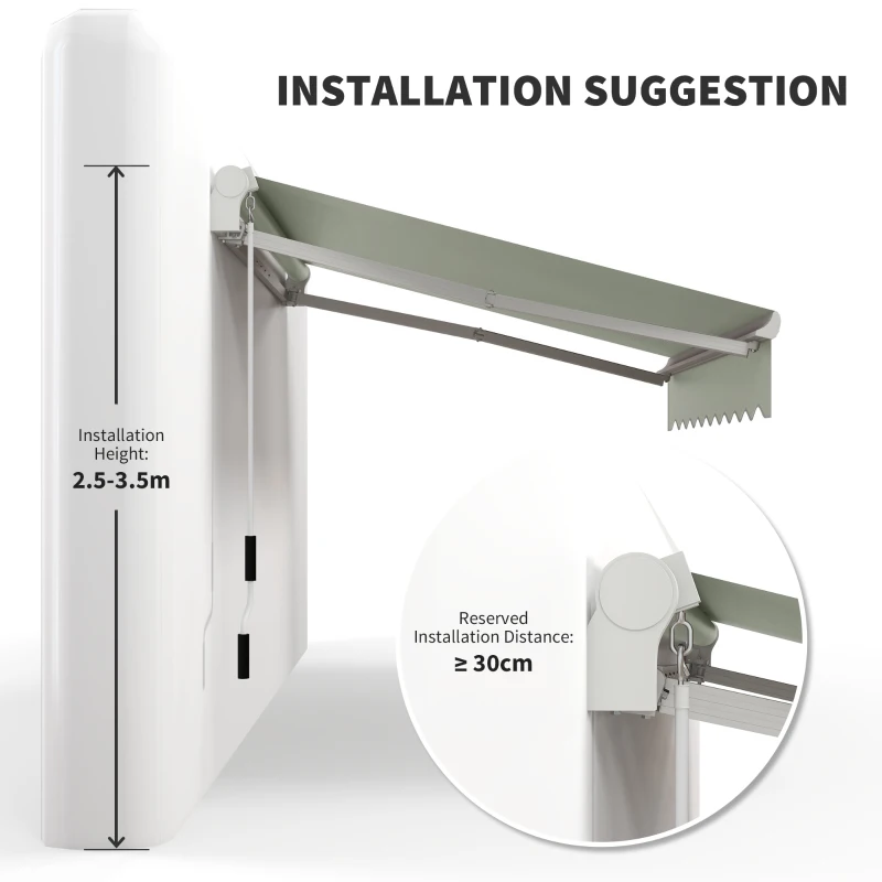 Outsunny 8'x7' Patio Awning Manual Retractable Sun Shade Outdoor Deck Canopy Shelter, Light Grey