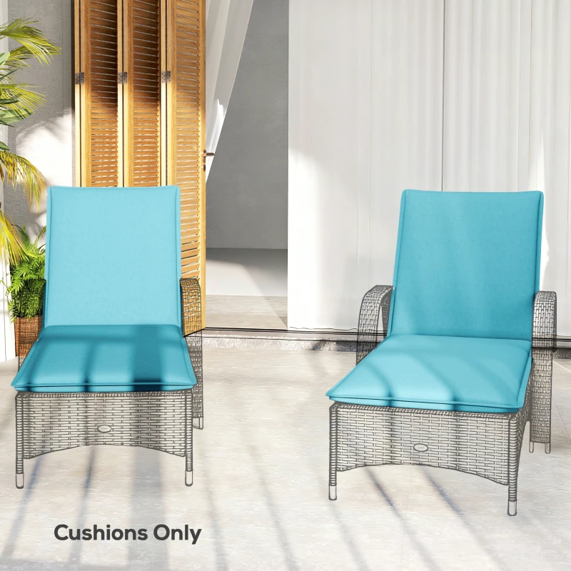 Outsunny Foldable Chaise Lounge Cushion Set of 2, Outdoor Lounge Chair Cushion Set, UPF50+ 200gsm Fabric, 48" x 23", Light Blue