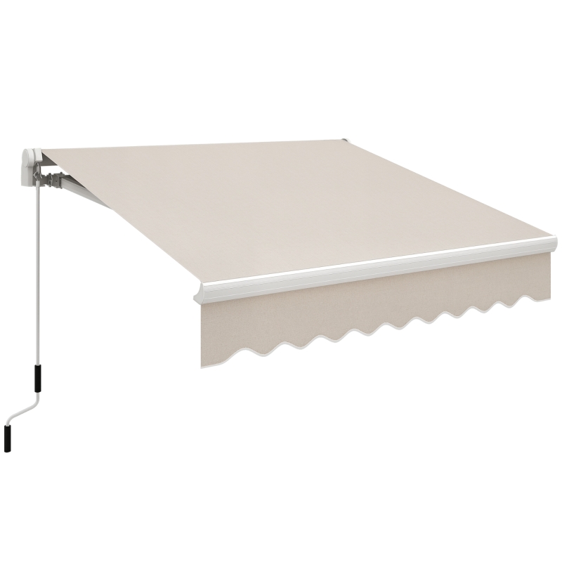 Outsunny 8'x7' Patio Awning Manual Retractable Sun Shade Outdoor Deck Canopy Shelter, Beige