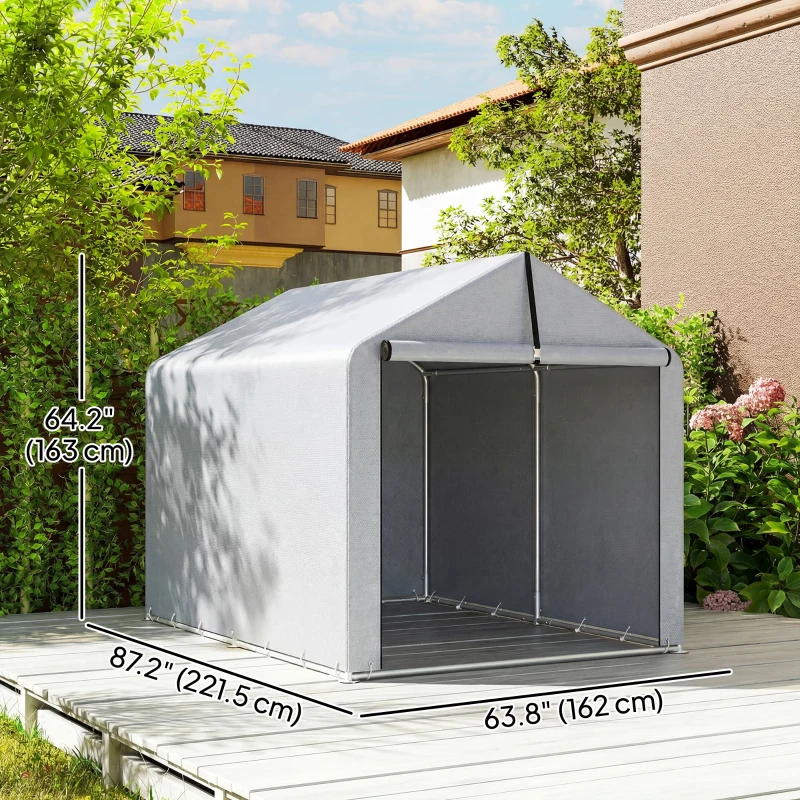 Outsunny 7' x 5' Portable Shed, Waterproof Bike Tent with Roll-up Zipper Door and Galvanized Metal Frame for Bike