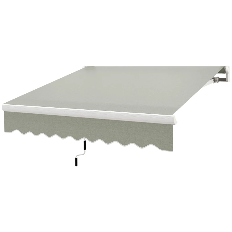 Outsunny 8'x7' Patio Awning Manual Retractable Sun Shade Outdoor Deck Canopy Shelter, Light Grey