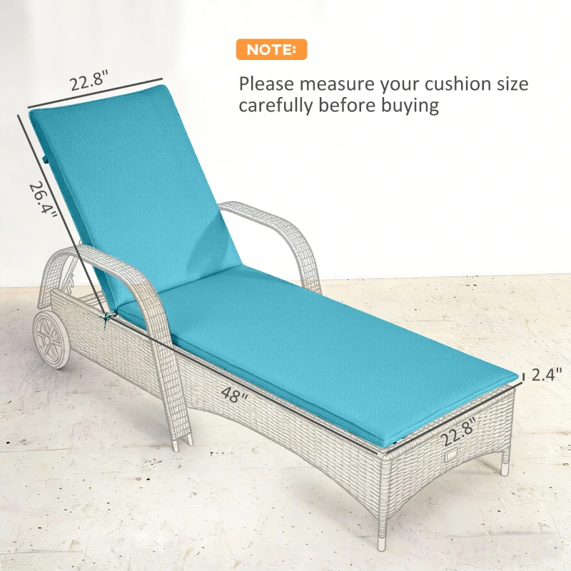 Outsunny Foldable Chaise Lounge Cushion Set of 2, Outdoor Lounge Chair Cushion Set, UPF50+ 200gsm Fabric, 48" x 23", Light Blue