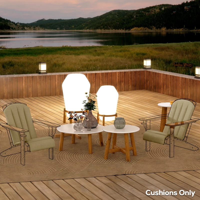 Outsunny Set of 2 Patio Chair Cushions, High Back Adirondack Chair Cushion with Ties, High-Density Foam, Beige