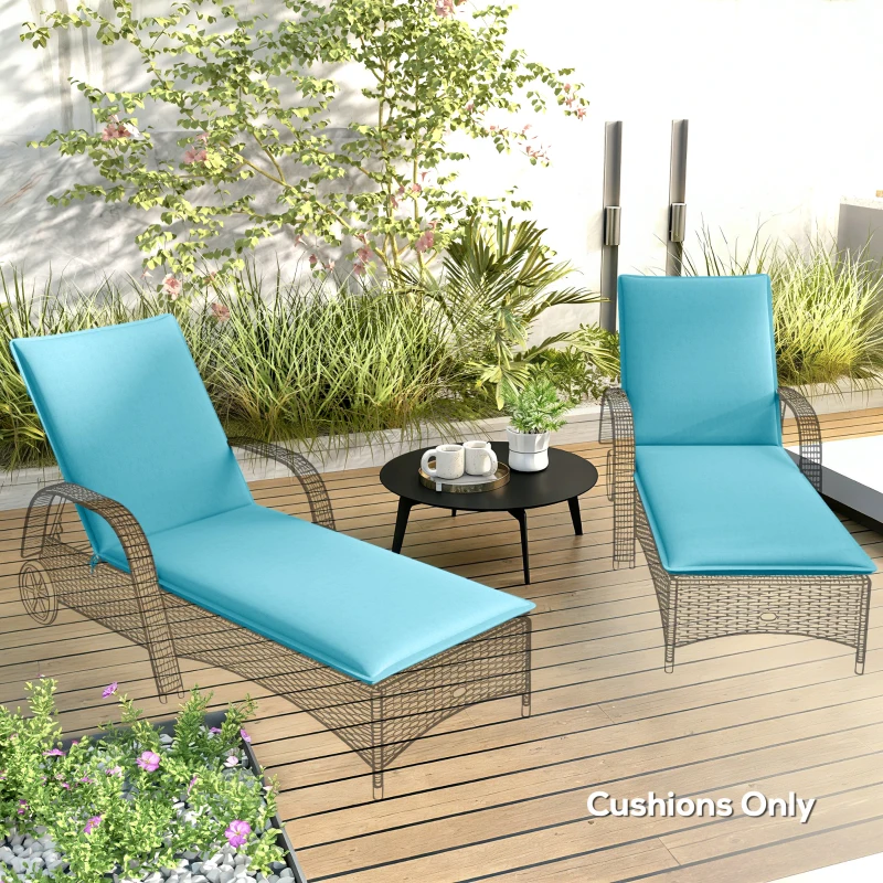 Outsunny Foldable Chaise Lounge Cushion Set of 2, Outdoor Lounge Chair Cushion Set, UPF50+ 200gsm Fabric, 48" x 23", Light Blue