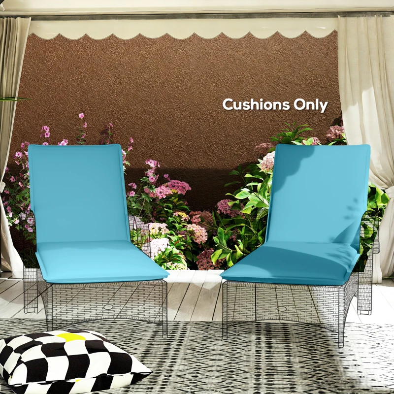 Outsunny Foldable Chaise Lounge Cushion Set of 2, Outdoor Lounge Chair Cushion Set, UPF50+ 200gsm Fabric, 48" x 23", Light Blue