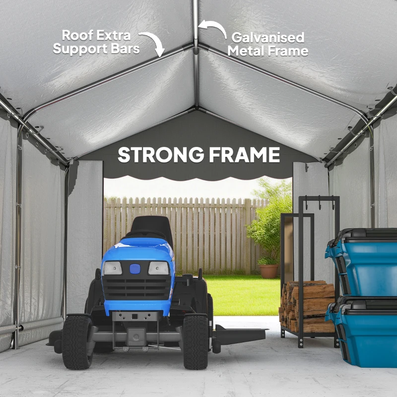 Outsunny 13' x 10' Portable Shed, Outdoor Storage Shed Tent with Roll-up Zipper Door and Removable Sidewalls, Light Grey