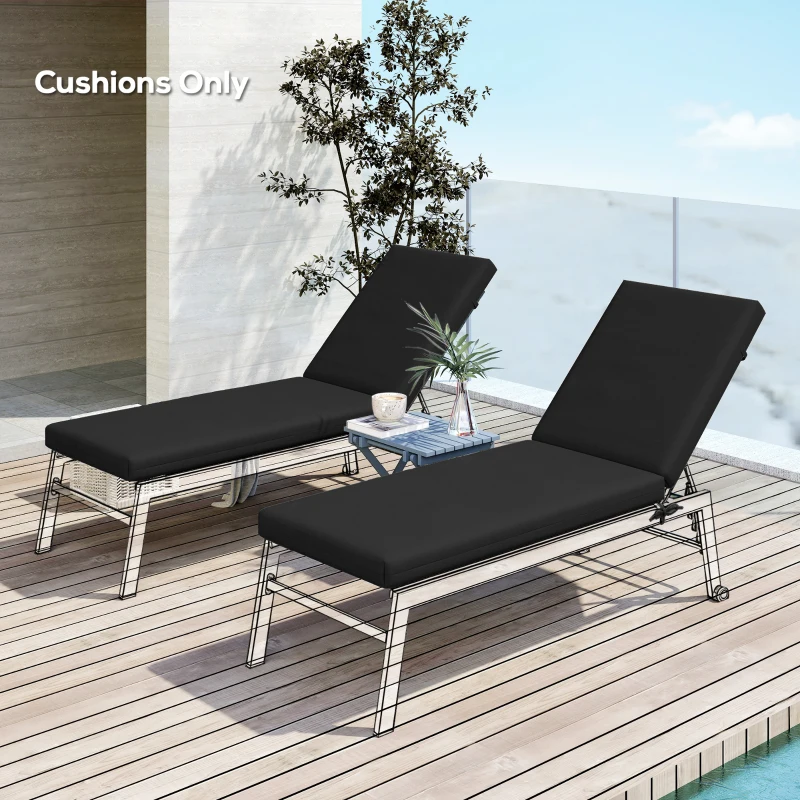 Outsunny 2-Piece Back and Seat Cushion Pillows Replacement, Patio Chair Cushions Set with Ties for Indoor Outdoor, Black