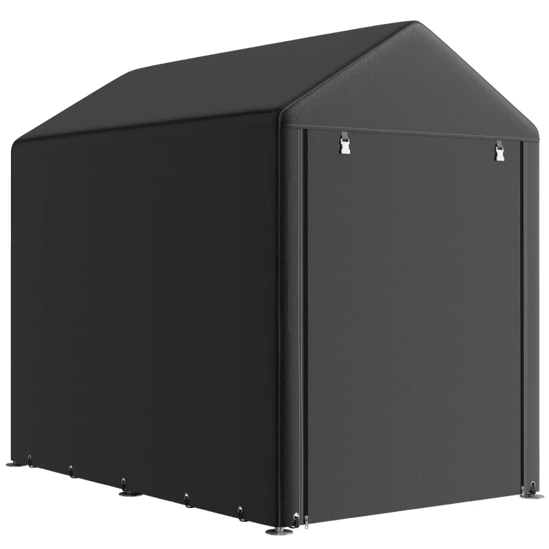 Outsunny 4 x 6ft Outdoor Storage Shed Tent, Portable Shed with Roll-up Door for Motorcycle, Bike, Garden Tools