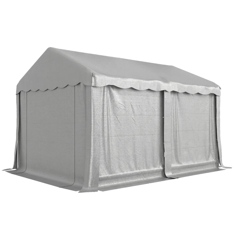 Outsunny 13' x 10' Portable Shed, Outdoor Storage Shed Tent with Roll-up Zipper Door and Removable Sidewalls, Light Grey
