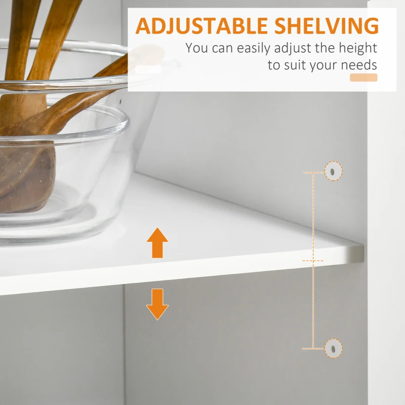 HOMCOM Rolling Kitchen Island with Storage Drawers, Kitchen Cart with Rubber Wood Top, Cabinet & Towel Rack, White