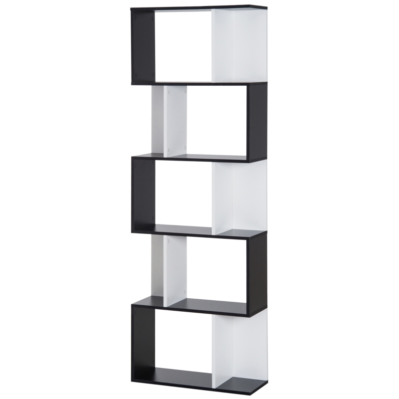 HOMCOM Modern Bookcase 5-Tier Display Shelf Storage Shelf Room Divider Living Room Home Office Furniture, Black