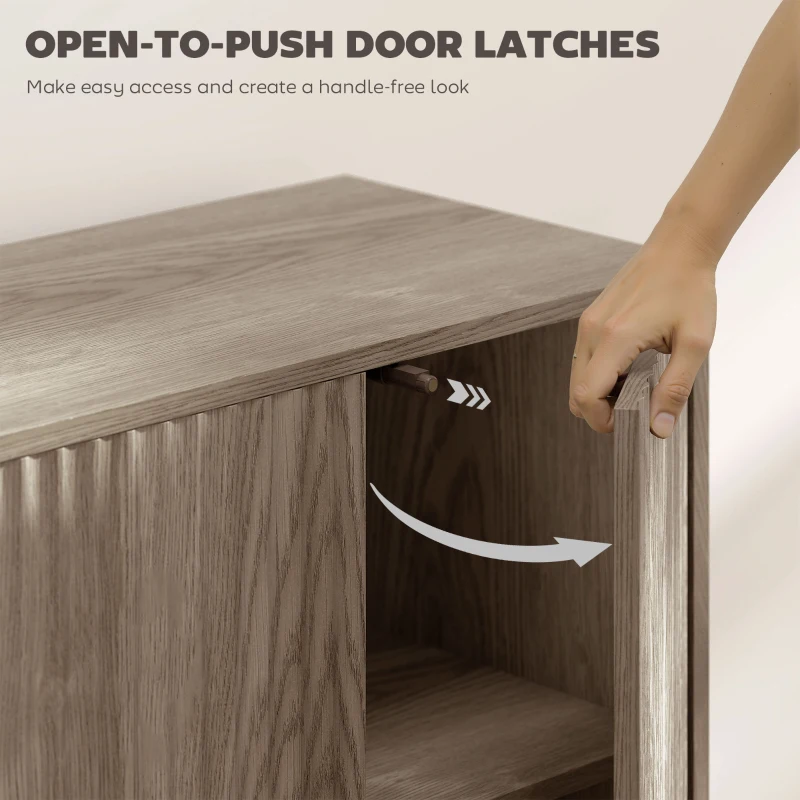 HOMCOM Buffet Cabinet with Storage, Modern Fluted Sideboard with Adjustable Shelves for Dining Room Living Room, Light Grey