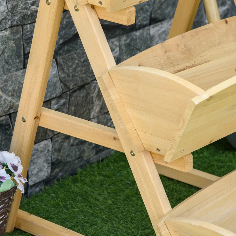 Outsunny 3 Tier Raised Garden Bed, 23.5" x 29.5" x 30.3" Vertical Wooden Elevated Planter Box Kit, Plant Stand for Flowers, Vegetables, Herbs