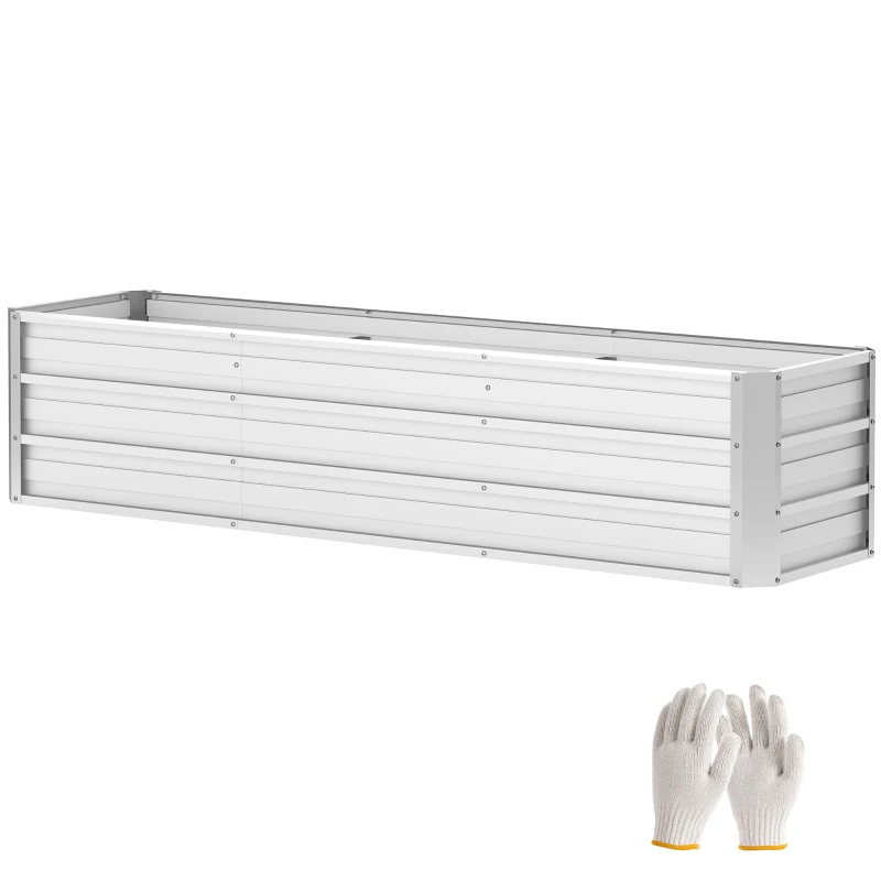 Outsunny 6' x 1.5' x 1.3' Galvanized Raised Garden Bed, Elevated Large Metal Planter Box w/ Install Gloves for Backyard, Patio to Grow Vegetables, Herbs, and Flowers, Silver