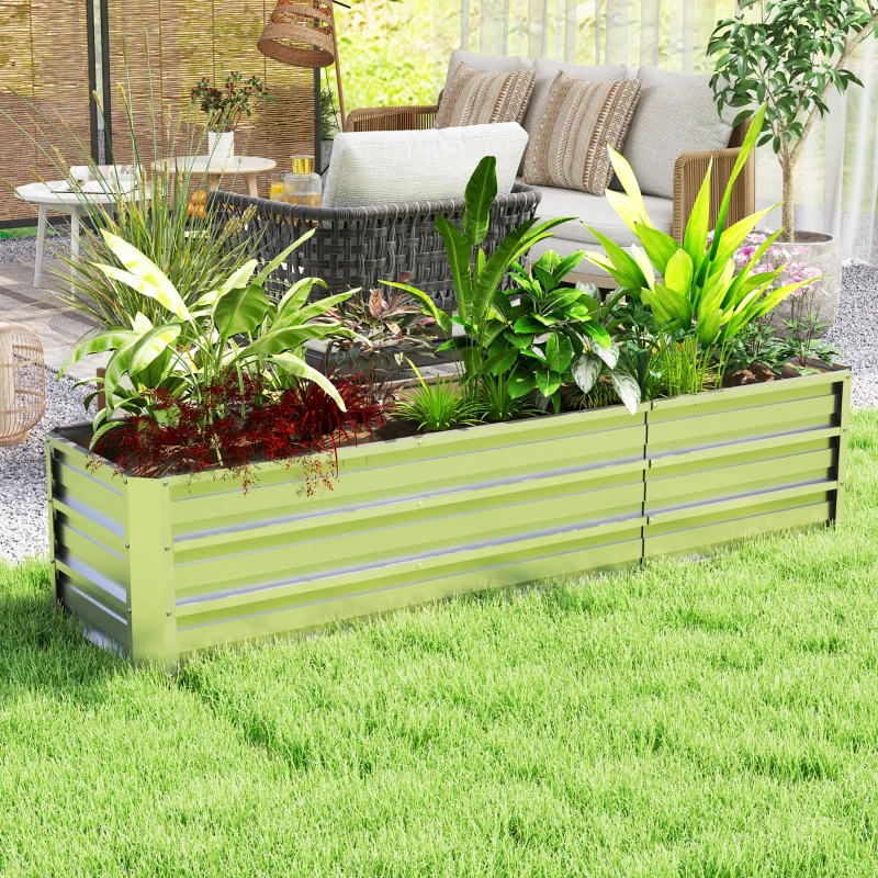 Outsunny 6' x 1.5' x 1.3' Galvanized Raised Garden Bed, Elevated Large Metal Planter Box w/ Install Gloves for Backyard, Patio to Grow Vegetables, Herbs, and Flowers, Silver