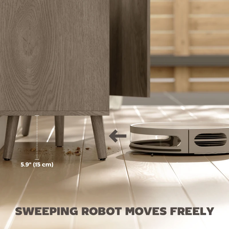 HOMCOM Buffet Cabinet with Storage, Modern Fluted Sideboard with Adjustable Shelves for Dining Room Living Room, Light Grey