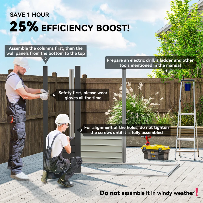 Outsunny 6 x 4FT Galvanized Garden Storage Shed, Metal Outdoor Shed with Double Doors and 2 Vents, Grey