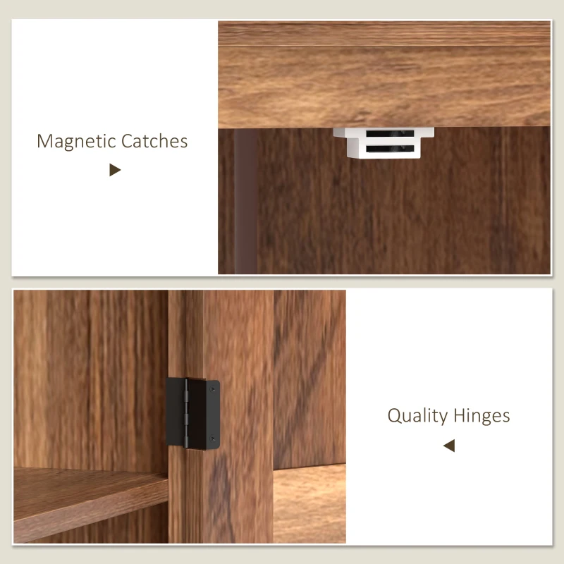 HOMCOM 72" Farmhouse Pantry Cabinet with Adjustable Shelves, Kitchen Pantry Cabinet with 2 Doors, Brown