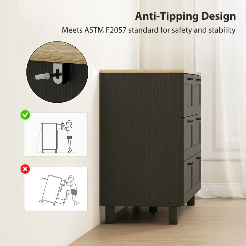 HOMCOM 47" Wide Chest of Drawers, Modern Dresser with 6 Drawers and Wood Legs for Bedroom, Living Room, Entryway, Black