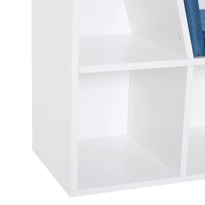 HOMCOM 6-Cubby Bookcase with Seat Cushion, Cube Storage Shelf with Reading Nook for Home Office, Study, Blue
