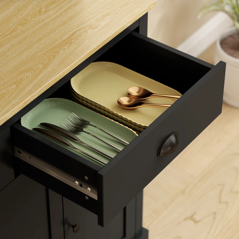 HOMCOM Freestanding Kitchen Cabinet, 71" Tall Pantry Cabinet, Modern Hutch with Wide Countertop, Adjustable Shelves, Black