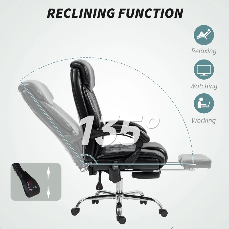 HOMCOM 6 Point Massage Office Chair with Remote, Ergonomic Reclining Computer Desk Chair with Footrest, Side Pocket, Black