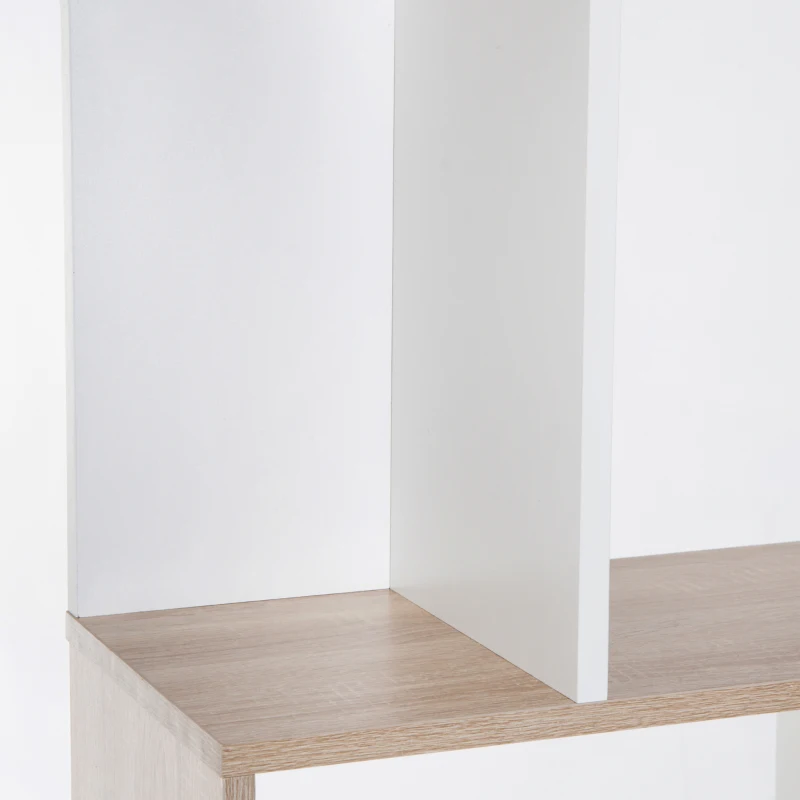 HOMCOM 5-Tier Geometric Bookcase Display Shelf Storage Shelf Modern Room Divider Living Room Home Office Furniture, White