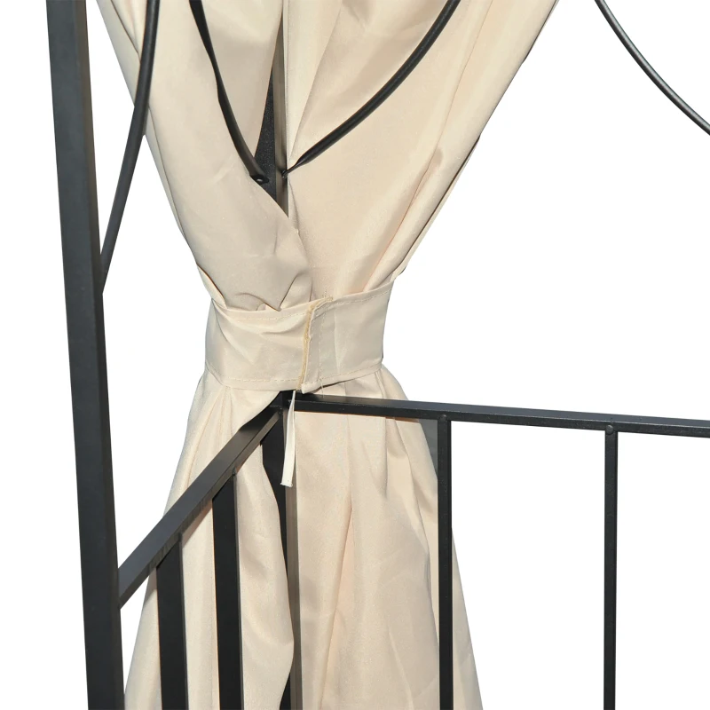 Outsunny 10' x 10' Patio Gazebo Outdoor, Canopy Shelter with Double-tier Roof, Pavilion Sidewalls for Garden Events, Cream White