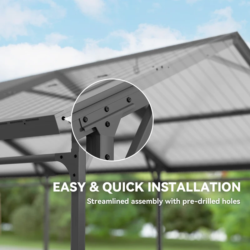 Outsunny 10 x 15ft Metal Carport, Heavy-Duty Carport Canopy with Reinforced Steel Frame & Roof, All-Weather Protection