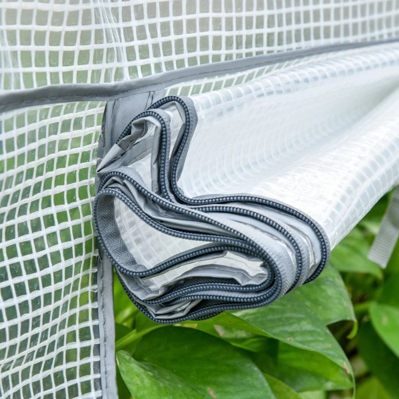 Outsunny Portable Greenhouse Outdoor Hot House with 4 Tier Shelves, Steel Frame, PE Cover, 28" x 20" x 63" , White