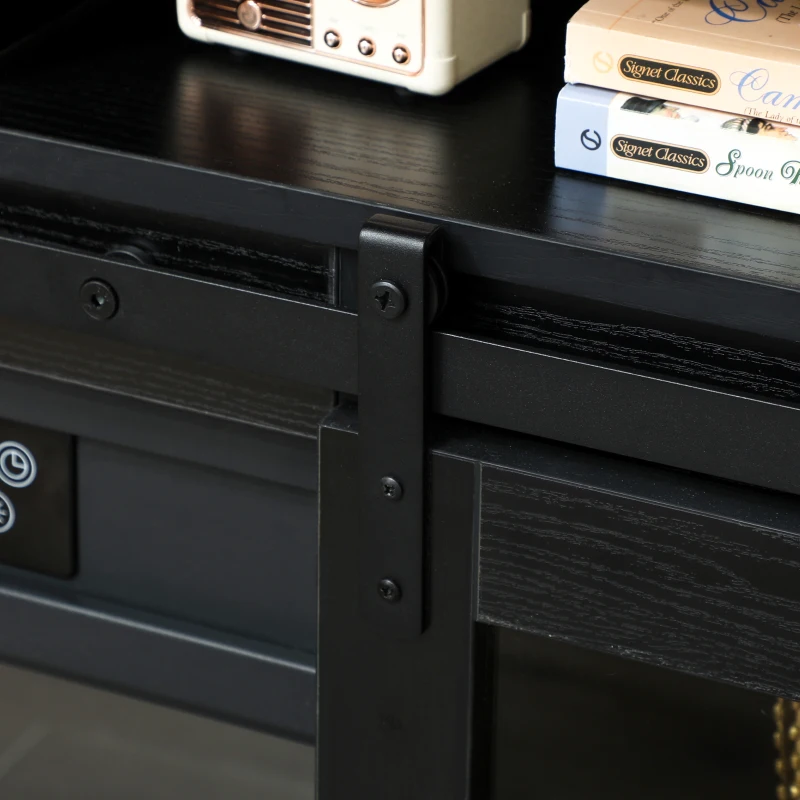 HOMCOM Fireplace TV Stand for TVs Up to 80 Inch, TV Console with Electric Fireplace, Open Storage and Side Cabinets, Black