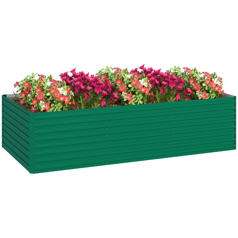 Outsunny 8' x 4' x 2' Raised Garden Bed, Galvanized Planter Box for Growing Flowers, Herbs and Vegetables, Green