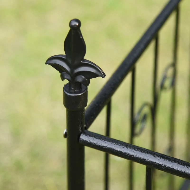 Outsunny 7.2FT Metal Garden Arch with Gate, 2 Side Planter Baskets, Garden Arbor Archway Trellis for Roses and Climbing Plants, Black