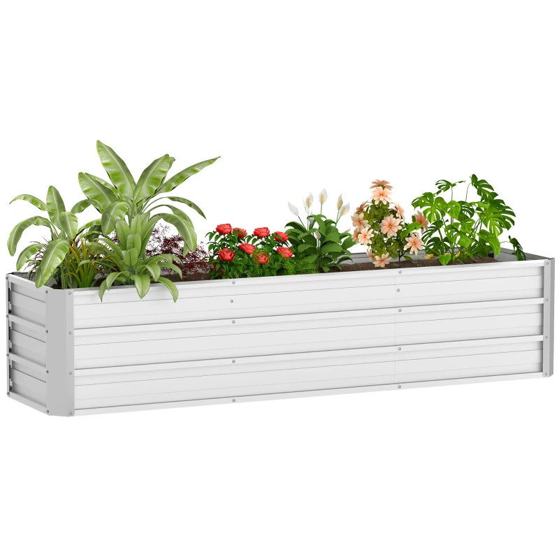 Outsunny 6' x 1.5' x 1.3' Galvanized Raised Garden Bed, Elevated Large Metal Planter Box w/ Install Gloves for Backyard, Patio to Grow Vegetables, Herbs, and Flowers, Silver