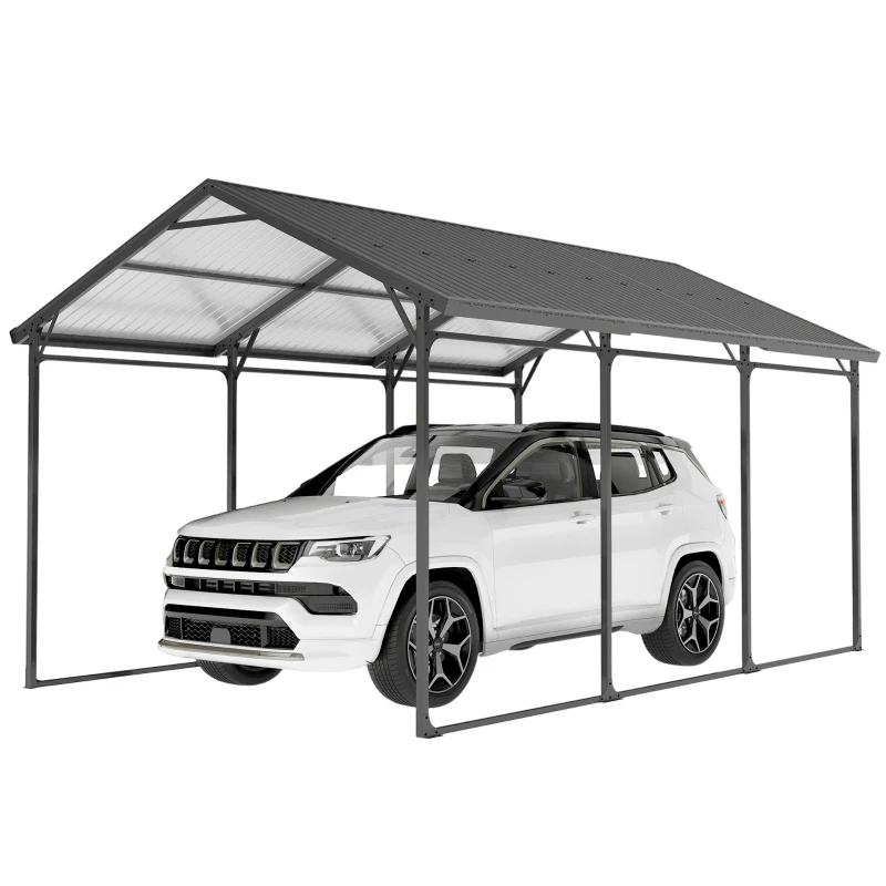Outsunny 10 x 15ft Metal Carport, Heavy-Duty Carport Canopy with Reinforced Steel Frame & Roof, All-Weather Protection